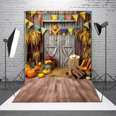 Aperturee - Color Flag Wood Door Pumpkin Autumn Backdrop