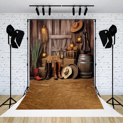 Aperturee - Farm Haystack Wooden Cowboy Photography Backdrop