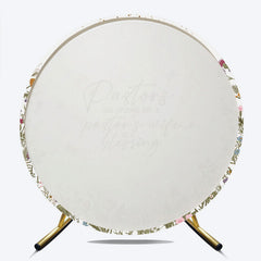 Aperturee Elegant Floral Pastors are Special Blessing Round Backdrop, with Wildflowers, Butterflies Golden Glitter Decor