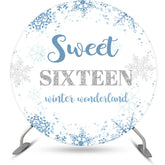 Aperturee - Aperturee Sweet 16 Winter Wonderland Round Birthday Backdrop