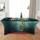 Aperturee - Aperturee Marine Beautiful Mermaid Fish Fitted Stretch Table Cover