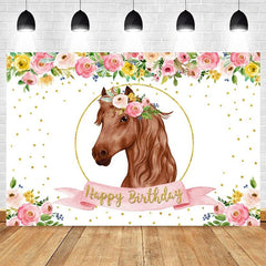 Aperturee Floral Plant Cowboy Happy Birthday Backdrop, Rustic Western Party Decor with Flowers for Kids Birthday