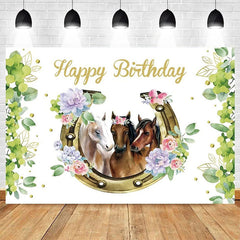 Aperturee Floral Plant Cowboy Happy Birthday Backdrop, Rustic Western Party Decor with Flowers for Kids Birthday