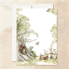 Aperturee Custom Set of 20 Woodland Baby Shower Invitation, featuring Watercolor Forest Animals and Enchanted Fairy Tree Houses