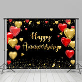 Aperturee - Black Red Gold Balloons Happy Retirement Backdrop