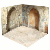 Aperturee - Aperturee Beige Retro Shabby Stone Arch Photo Room Set Backdrop