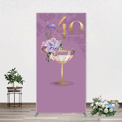Aperturee - Purple Floral Goblet Arch 40th Birthday Backdrop