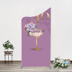 Aperturee - Purple Floral Goblet Arch 40th Birthday Backdrop
