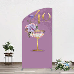 Aperturee - Purple Floral Goblet Arch 40th Birthday Backdrop
