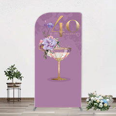Aperturee - Purple Floral Goblet Arch 40th Birthday Backdrop