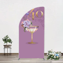 Aperturee - Purple Floral Goblet Arch 40th Birthday Backdrop