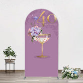 Aperturee - Purple Floral Goblet Arch 40th Birthday Backdrop
