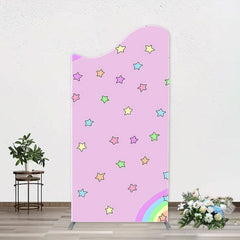 Aperturee - Pink Rainbow Stars Colorful Arch Birthday Backdrop