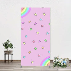 Aperturee - Pink Rainbow Stars Colorful Arch Birthday Backdrop