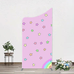 Aperturee - Pink Rainbow Stars Colorful Arch Birthday Backdrop