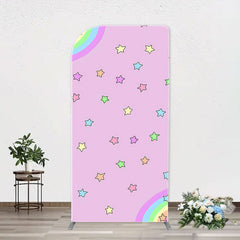 Aperturee - Pink Rainbow Stars Colorful Arch Birthday Backdrop