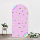 Aperturee - Pink Rainbow Stars Colorful Arch Birthday Backdrop