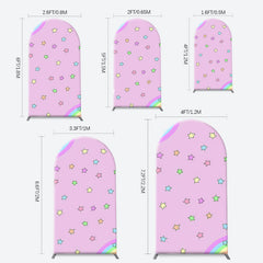 Aperturee - Pink Rainbow Stars Colorful Arch Birthday Backdrop