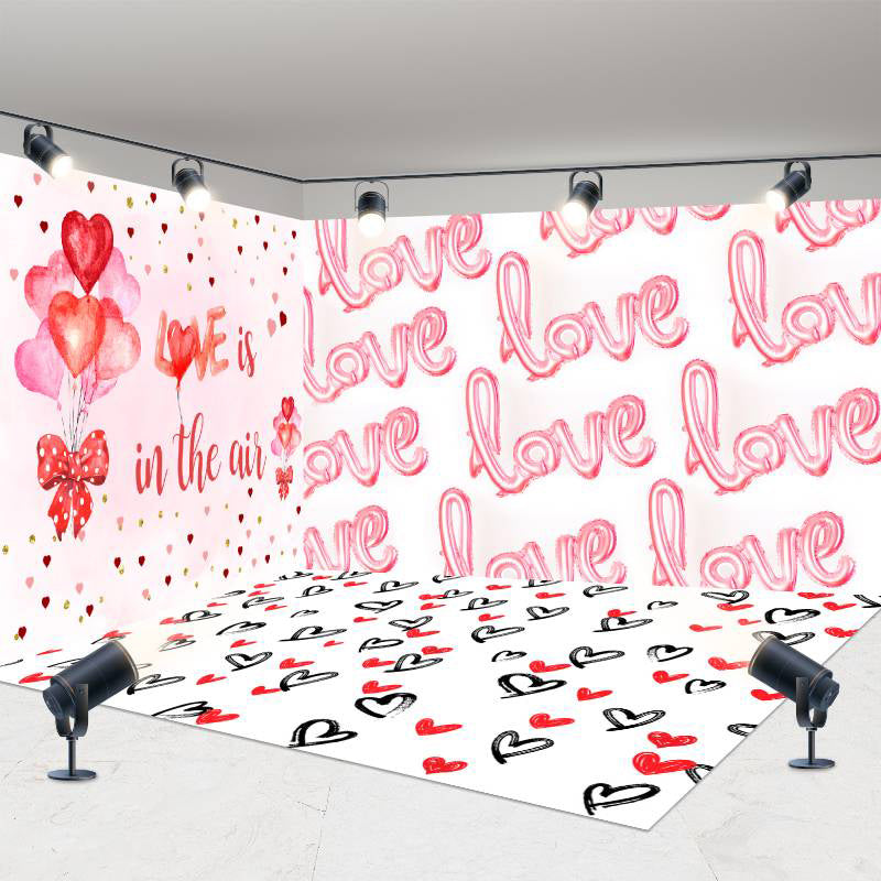 Aperturee - Aperturee White Pink Love Valentines Day Room Set Backdrop