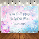 Aperturee - Pink Blue Disco Ball Shimmer Birthday Party Backdrop