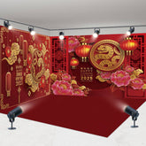 Aperturee - Aperturee Festive Red Gold Snake Year Vibe Room Set Backdrop