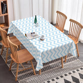 Aperturee - Aperturee Blue Wavy Lines Rectangle Tablecloth For Baby Shower