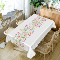 Aperturee - Aperturee Pink Wildflowers Spring Vibe Rectangle Tablecloth
