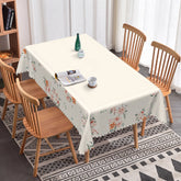 Aperturee - Aperturee Modern Wooden Dining Elegant Pink Flower Tablecloth