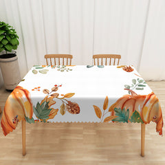 Aperturee Autumn Harvest Tablecloth with Pumpkins and Maple Leaves, for Rustic Thanksgiving and Fall Seasonal Decor
