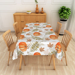 Aperturee Fall Pumpkin and Maple Leaves Tablecloth, Rustic Autumn Decor for Thanksgiving Dinner and Harvest Parties
