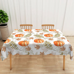 Aperturee Fall Pumpkin and Maple Leaves Tablecloth, Rustic Autumn Decor for Thanksgiving Dinner and Harvest Parties