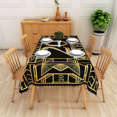 Aperturee Happy 20th Birthday Tablecloth in Black and Gold, Elegant Party Decorations for Milestone Celebration