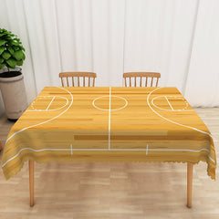 Aperturee Basketball Court Tablecloth in Yellow and White, for Sports Themed Birthday Party and Game Day Events