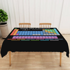 Aperturee Periodic Table of Elements Tablecloth on Black, for Science Themed Party, Classroom, or Chemistry Student