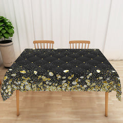 Aperturee Art Deco Tablecloth with Black, White, and Gold Rhombus Pattern, for Elegant 1920s Themed Party Decor