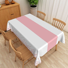 Aperturee Modern Pink and White Stripe Tablecloth, for Girls Birthday, Baby Shower, or Bridal Shower Party Decor