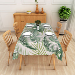 Aperturee Tropical Palm Leaf Tablecloth in Beige and Green, for Summer Luau, Jungle, or Safari Themed Party Decor