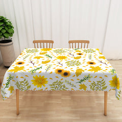 Aperturee Modern Sunflower Tablecloth with Yellow Floral Pattern, for Farmhouse Kitchen, Summer, or Fall Decor