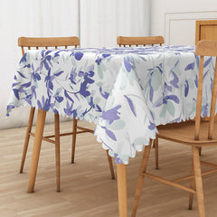Aperturee Purple and White Floral Tablecloth, for Spring Garden Party, Wedding, or Elegant Lavender Themed Decor