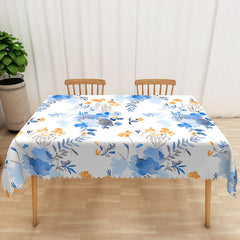Aperturee Cheerful Blue and Yellow Floral Tablecloth, for Spring, Summer, or French Country Kitchen Decor