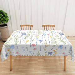 Aperturee Colorful Botanical Tablecloth with Floral and Green Leaf Print, for Spring and Summer Garden Parties