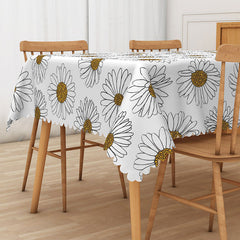 Aperturee Rustic Daisy Tablecloth with Yellow and White Flowers, for Farmhouse Kitchen and Spring Country Decor