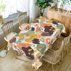 Aperturee Fresh Abstract Art Tablecloth with Earthy Tones, Modern and Natural Design for Contemporary Decor