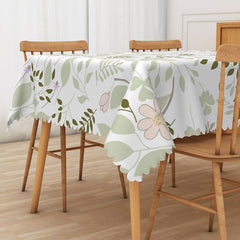 Aperturee Fresh Cartoon Floral Tablecloth with Cute Flowers and Leaves, for Kids Spring Party and Cheerful Decor