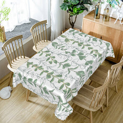 Aperturee Boho Spring Tablecloth with Green and Gold Vines, for Elegant Botanical Wedding and Party Decorations