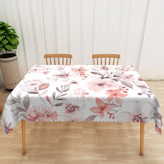 Aperturee Sweet Spring Vibe Tablecloth with Painted Flowers, for Artistic Garden Party and Cheerful Dining Decor