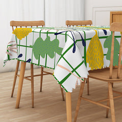 Aperturee Fresh Spring Tablecloth with Boho Green Plaid Pattern, for Farmhouse Kitchen and St. Patrick's Day Decor