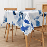 Aperturee Elegant Tablecloth with Chinese Ink Wash Painting of Flowers, for Asian Inspired and Zen Dining Decor