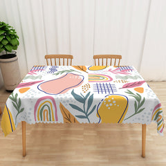 Aperturee Cute and Fresh Tablecloth with Lovely Earth Tone Abstract Pattern, for Modern and Natural Dining Decor