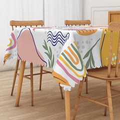 Aperturee Cute and Fresh Tablecloth with Lovely Earth Tone Abstract Pattern, for Modern and Natural Dining Decor